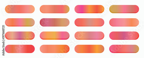 Numerous rounded rectangular graphic elements display a spectrum of warm gradient colors, ranging from soft peach to deep coral, suitable for web and digital design applications.
