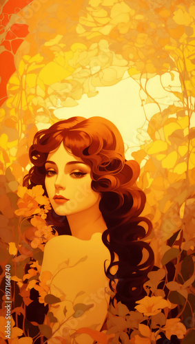 花と女　AI生成素材