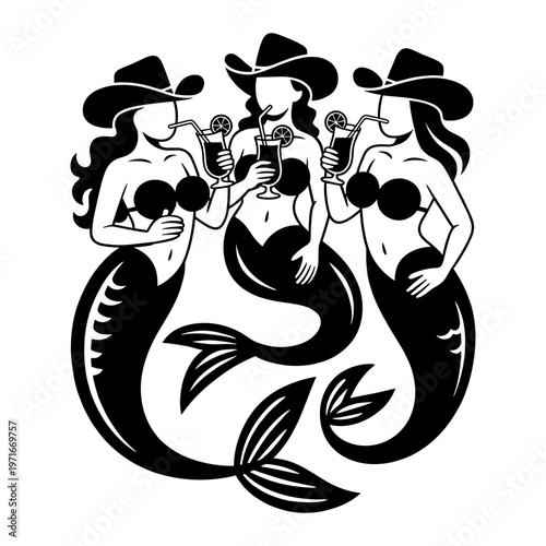 Cowgirl Mermaids Drinking Citrus Cocktails
