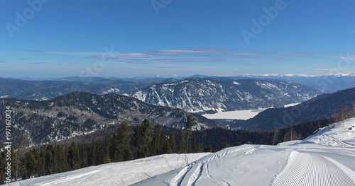 ski track in the mountains