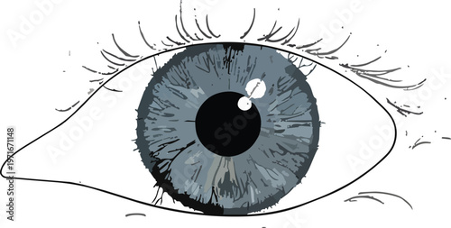 Surreal concept of a human eye with delicate veins forming lines of tiny handwritten text representing hidden stories observation secret knowledge and the power of vision isolated