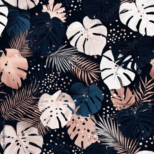 Tropical jungle pattern in pastel hues creates a serene botanical atmosphere in modern decor