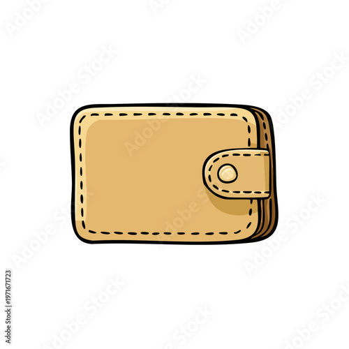 Simple Cartoon Wallet Isolated on White Background Illustration