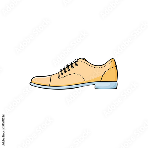 Classic Men's Leather Oxford Shoe Illustration with Laces