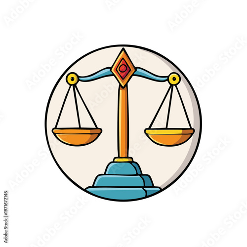 Stylized Illustration of a Balance Scale for Justice and Law