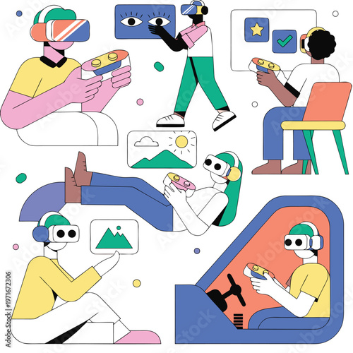 Virtual Reality Gaming Experience Immersive Digital Entertainment Concept