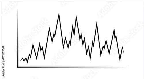 Professional vector illustration of a sharp financial graph showing fluctuating market trends and stock data movements