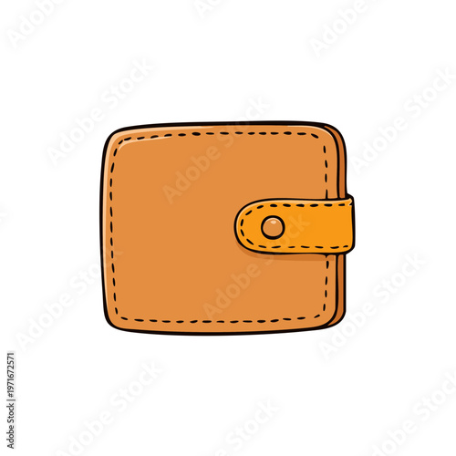 Simple Cartoon Brown Leather Wallet with Button Closure