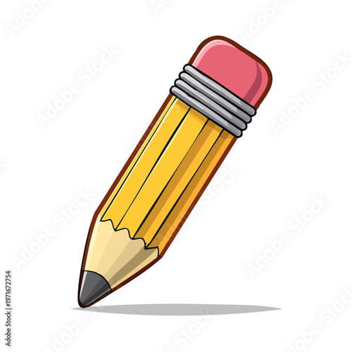 Yellow pencil with pink eraser sharpened for drawing and writing creative ideas