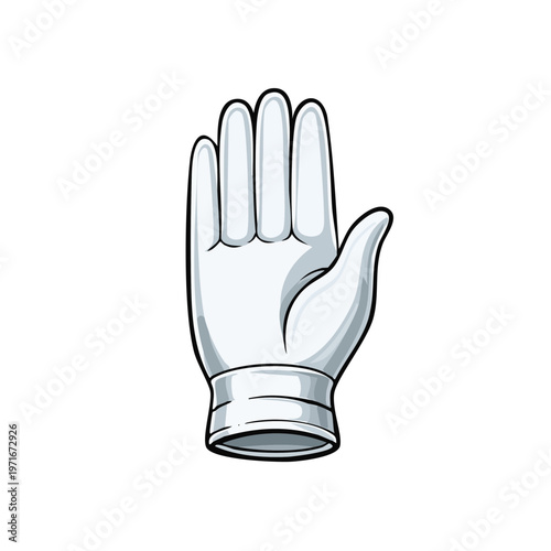 White Glove Raised Hand Showing Open Palm Signaling Stop or Welcome