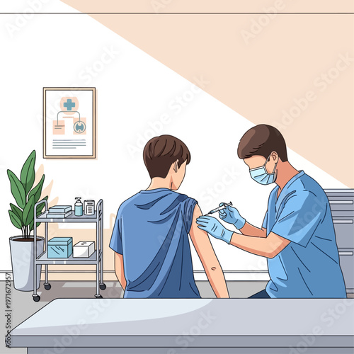 Healthcare Professional Administering Vaccine to Patient.