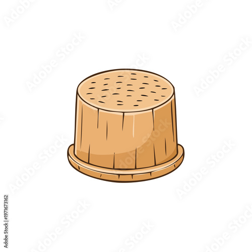 Wooden Thimble for Sewing and Crafting Traditional Handcraft Tool Illustration