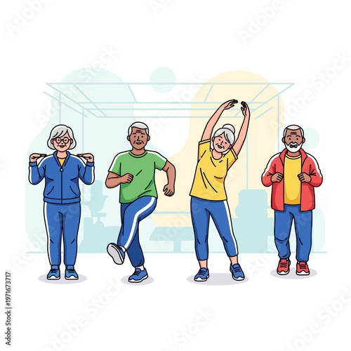 Group of People Exercising Together Outdoors.