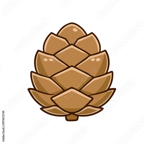 Brown Pine Cone Illustration Simple Graphic Icon for Nature and Forest Themes