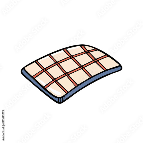 Stylized illustration of a padded mat with a grid pattern