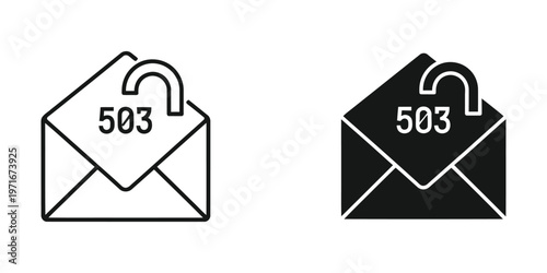 Contrast between unlocked and locked envelope icons with the number 503