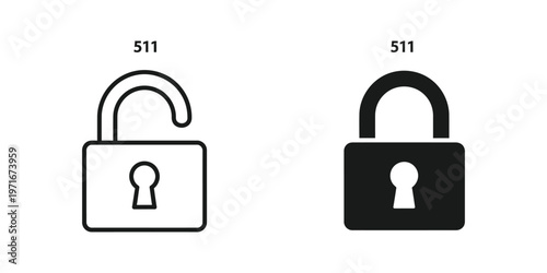 Comparison of open and closed padlock icons with the number 511 above each.