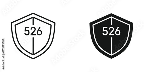 Comparison of shield designs with the number 526 in white and black versions