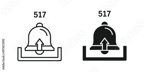 Comparison of traditional and modern bell icons with upward motion indication