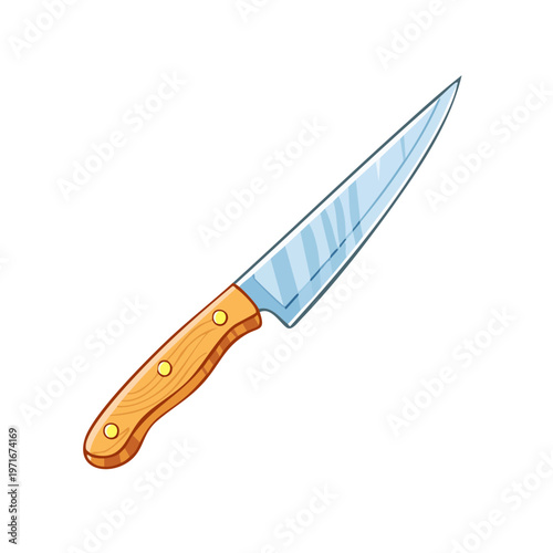 Sharp Kitchen Knife with Wooden Handle for Cooking and Food Preparation