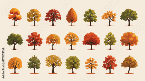 A minimalist illustration of an autumnal tree against a neutral backdrop. Ideal for seasonal content, website backgrounds, or representing growth and 