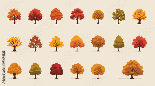 A stylized illustration of an autumn tree evokes feelings of tranquility and warmth. Ideal for seasonal content, backgrounds, or representing growth a