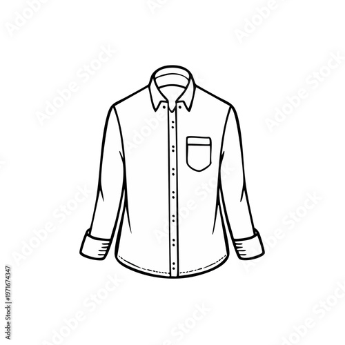 Classic Men's Long Sleeve Button Down Shirt with Pocket Line Art