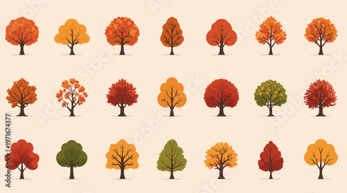 A vibrant illustration of an autumn tree, perfect for seasonal content, graphic design, or representing growth and nature-based themes. It evokes a pe