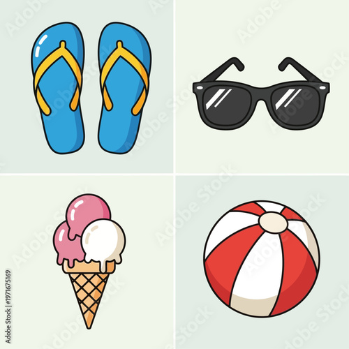 Beach Accessories and Summer Treats Collage.