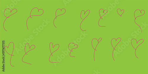 Collection of various line drawings of sperm cells on a green background in different poses and shapes