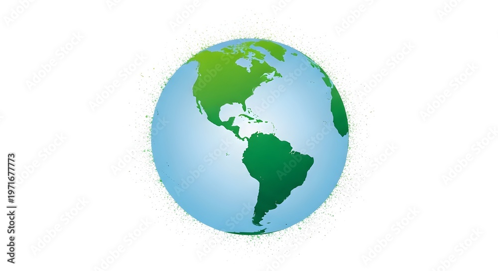 Fototapeta premium A green and blue globe with the americas in view