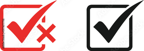 Contradictory and affirmative checkmark symbols indicating approval and disapproval Vector