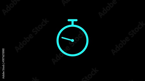 Stopwatch timer icon animation with ticking clock motion. Minimal stopwatch time indicator for countdown and timing control. Clean timer and clock animation for media and interface use.4k animation