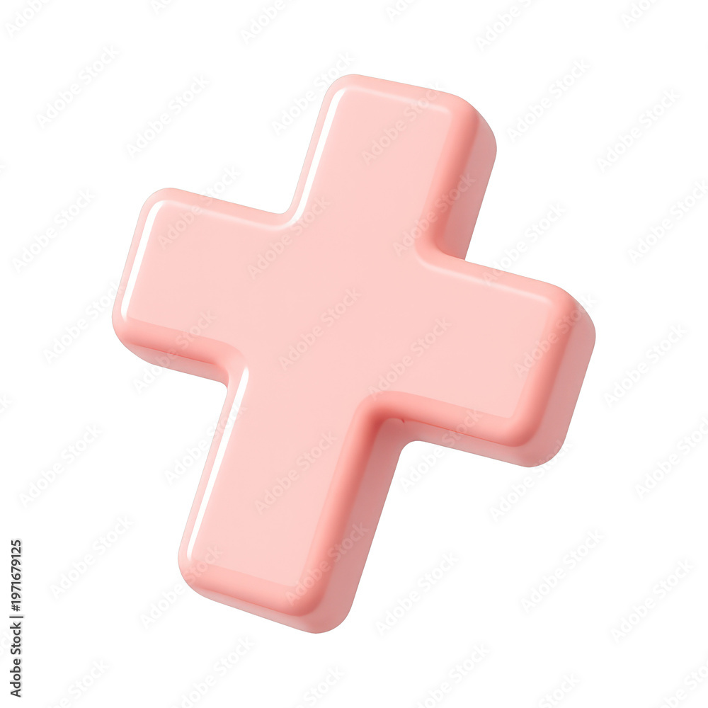 Obraz premium PNG Glossy pink 3D plus sign