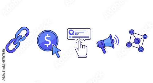 Digital Marketing Icons Finance Online Advertising.