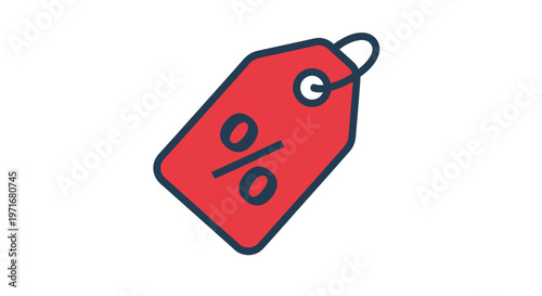 Red Price Tag with Percentage Symbol.