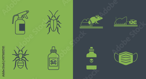 Set of Icons Representing Pest Control Measures.