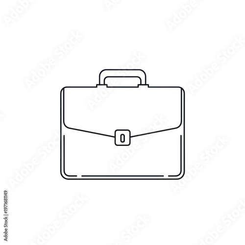 Minimal line drawing of a briefcase icon representing business and work.