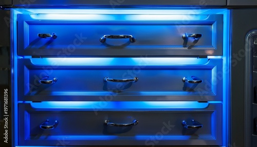 pull out drawer led lighting blue fronts