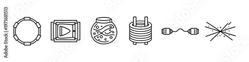 Collection of abstract line art icons representing diverse concepts and objects