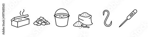Collection of icons representing ingredients and tools for food preparation and preservation