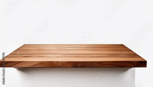 wooden shelf on white background