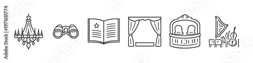 Collection of icons representing elements of a theater and performance arts