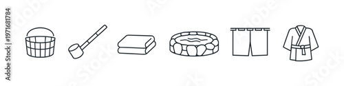 Collection of Japanese onsen and spa relaxation icons