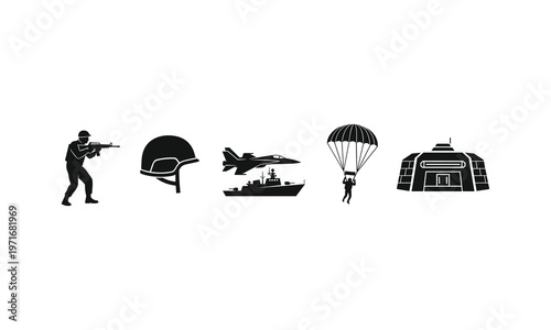 Military operations illustrated with various tactical symbols and equipment