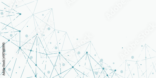 Abstract geometric network background with interconnected dots and lines representing technology and data flow.