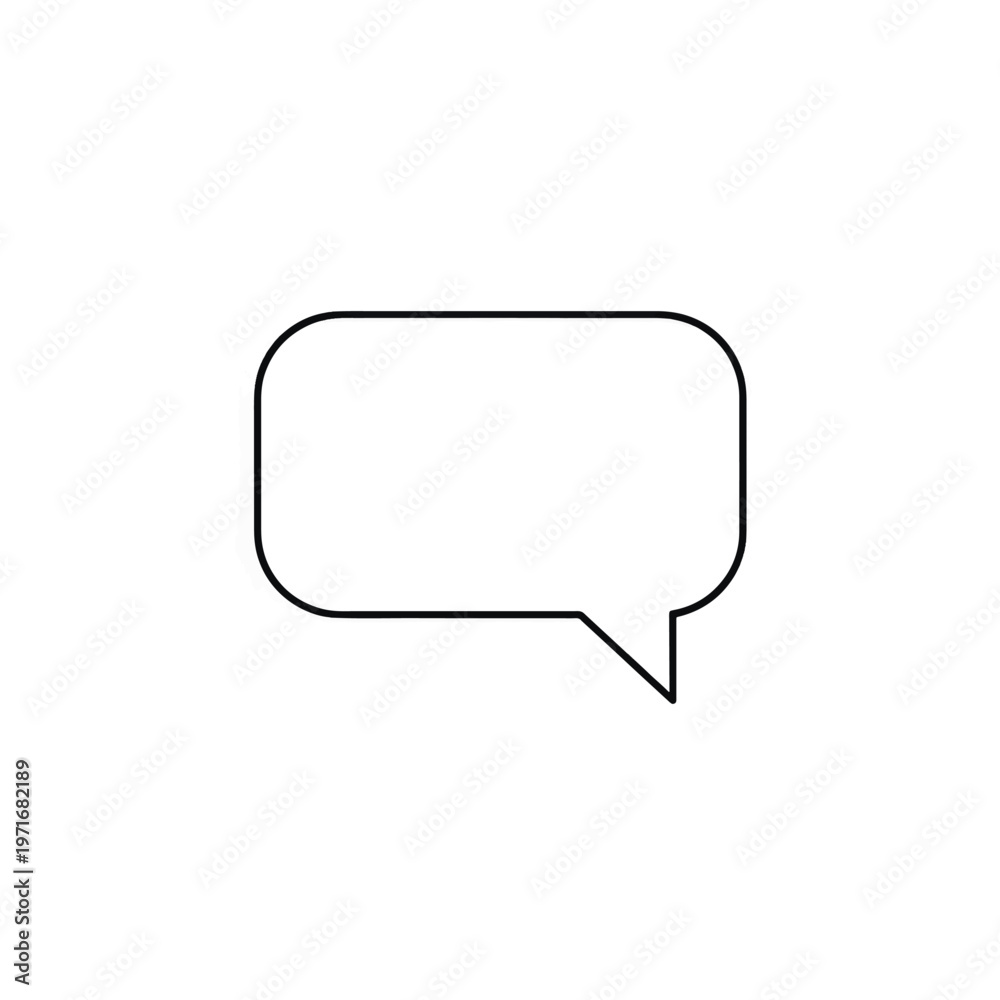 Fototapeta premium Minimal Black Speech Bubble Icon on White Background for Design.