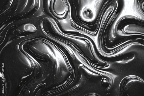 Abstract black and white fluid design creating a captivating visual flow.