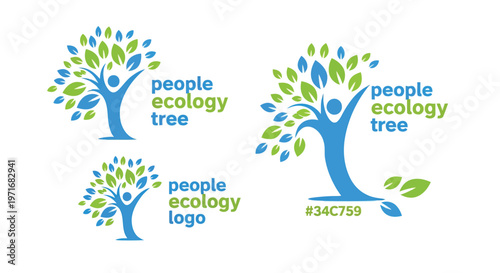 Visual representation of the people ecology tree logo and branding elements