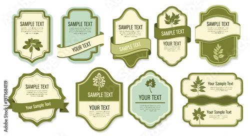 Creative vintage-style labels with customizable text placeholders for branding or design projects